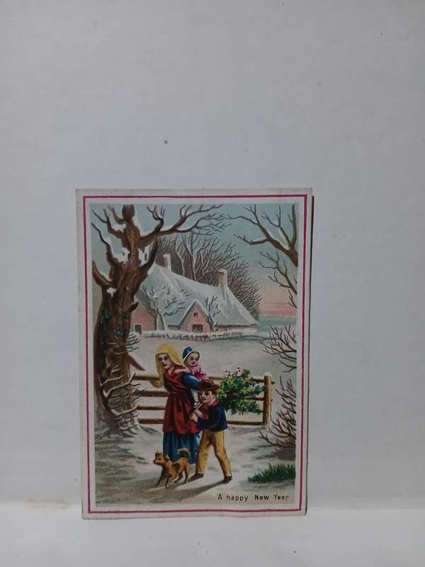 Vintage new year greeting card dated 1874