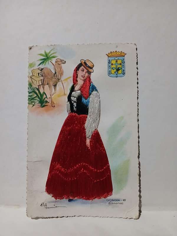 Vintage silk embroided postcard