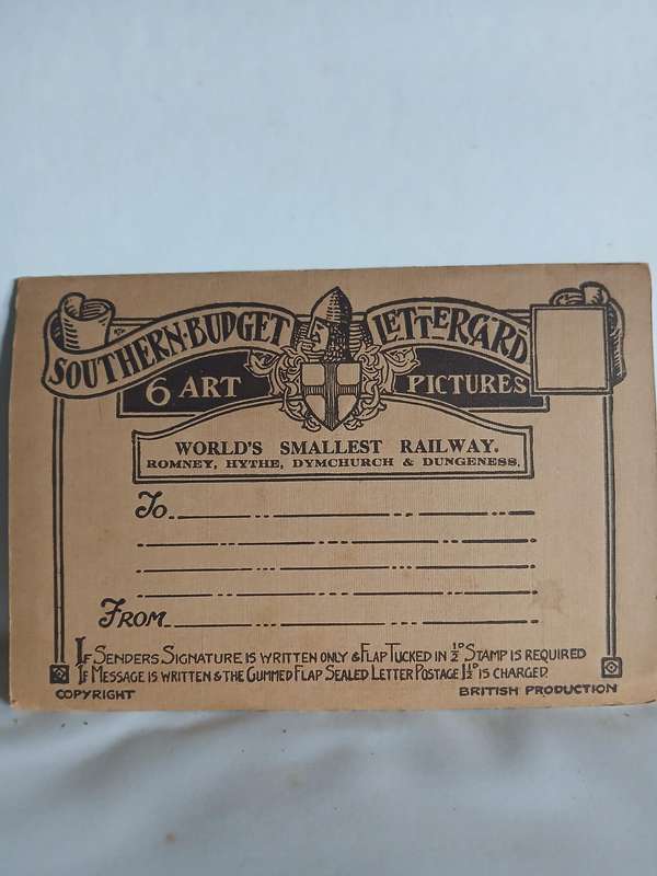 Southern budget Letter card with 6 art images of The world's smallest railway