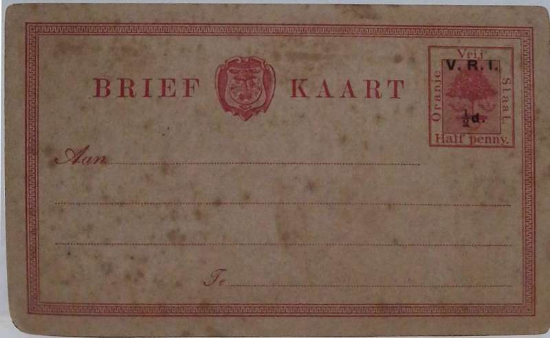 Oranje vrij start brief kaarte british occupation