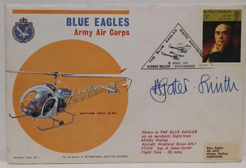 Autographed commemorative envelope flown in the blue eagles army corps flight 1974