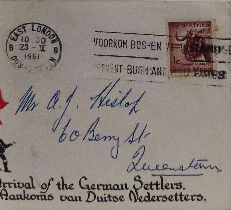FDC commemorative cover first german settlers centenary 1858-1958