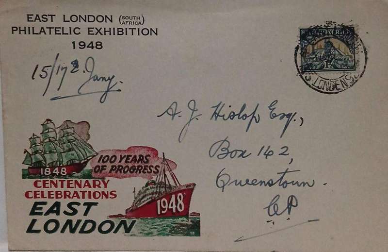 East london Philatelic exhibition 1948 Centennial FDC