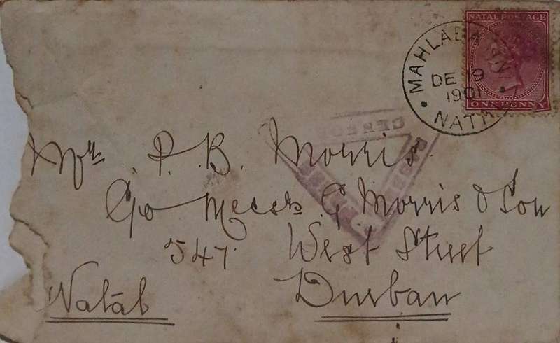 1901 second Boer war censorship cancelled envelope sent from mahlabathini