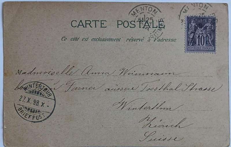 Vintage Souvenir colour postcard of Menton France