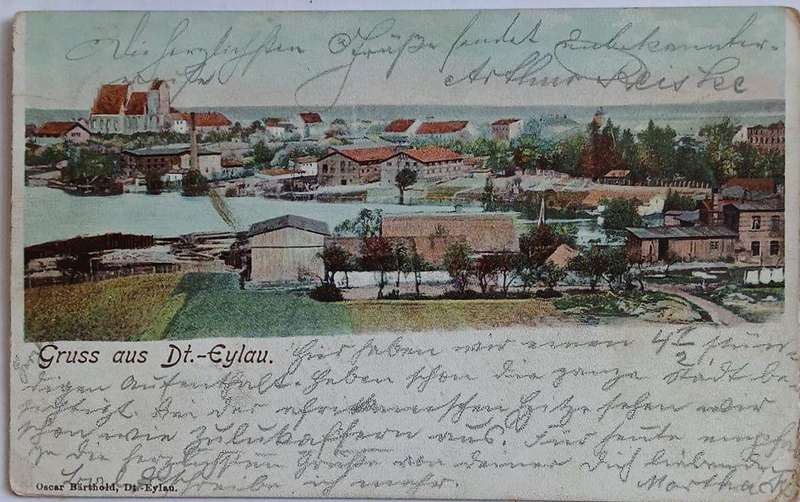 Vintage color chromo lith grus aus postcard from Dt.Eylau (Poland)