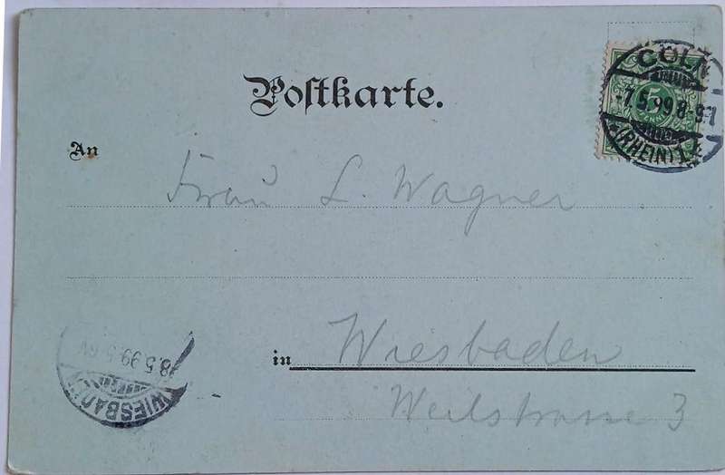 Vintage 1899 Gruss Aus Köln  colour postcard