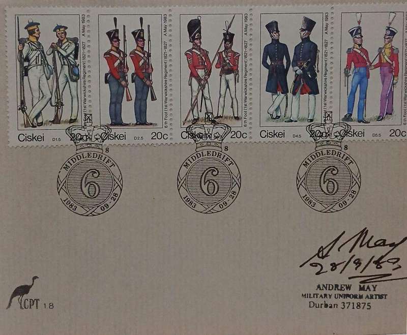 FDC military uniforms autographed by the military uniform artist Andrew May