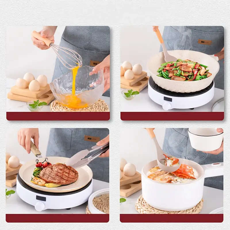 12-Piece Silicone Kitchen Utensil Set  Non-Stick, Heat-Resistant, Wooden Handles - Gray