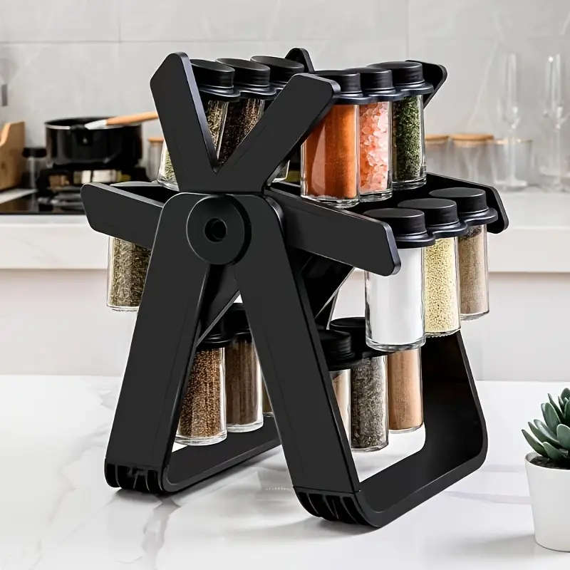 18-Piece Spice Jar Set with 360° Rotating Rack  Moisture-Proof & Space-Saving