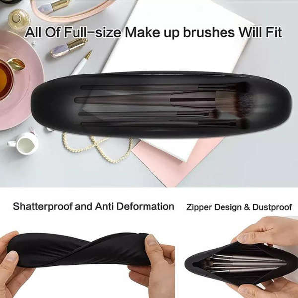 Makeup Cosmetic Brush Travel Holder Kit Pouch With Magnetic Snaps