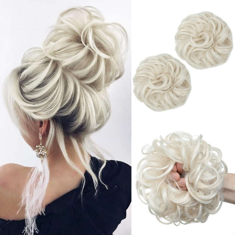 Tousled Messy Hair Chignon Scrunchie Hair Bun