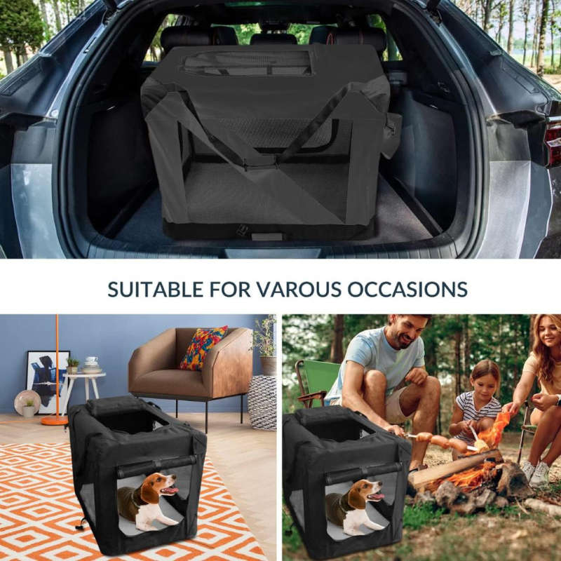 Pet Ventilated Collapsible Portable Mesh Travel Carrier Including Collapsible Silicone Pet Bowl and