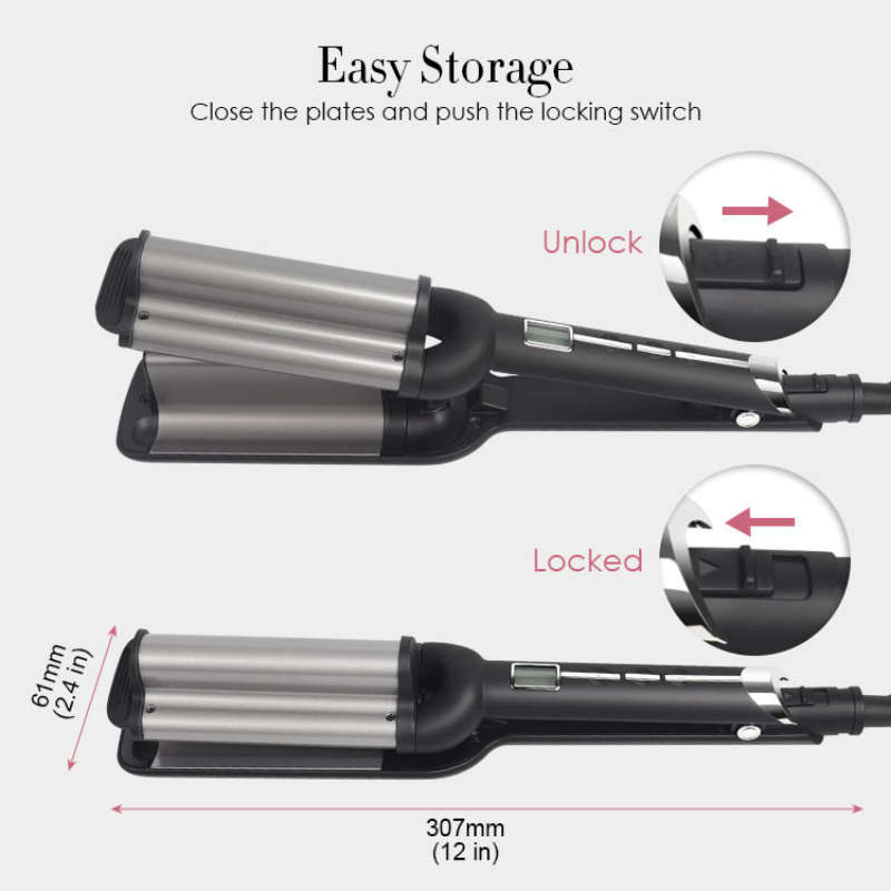 Wave 3 Barrels Big Wave Curling Crimping Hair Styler Iron