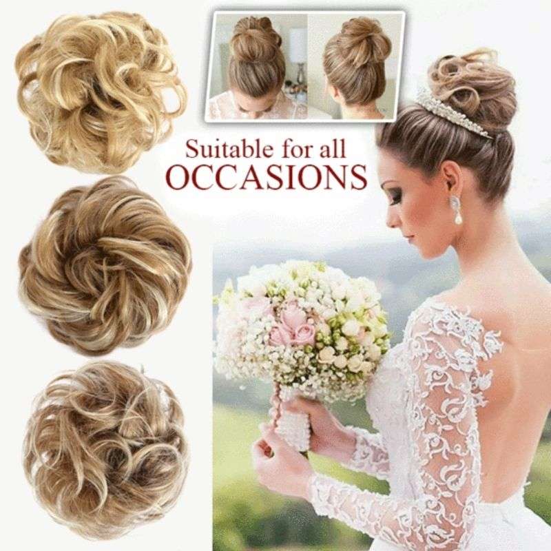 Tousled Messy Hair Chignon Scrunchie Hair Bun