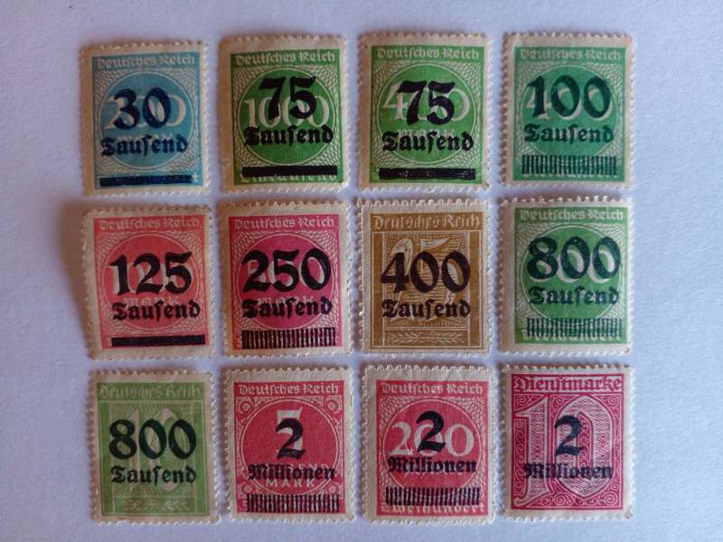 Germany (Deutsches Reich) 1923 Hyper Inflation overprints