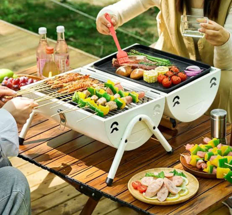 Premium Charcoal Grill - Portable Mini BBQ Foldable for Outdoor Cooking, Camping and Pic