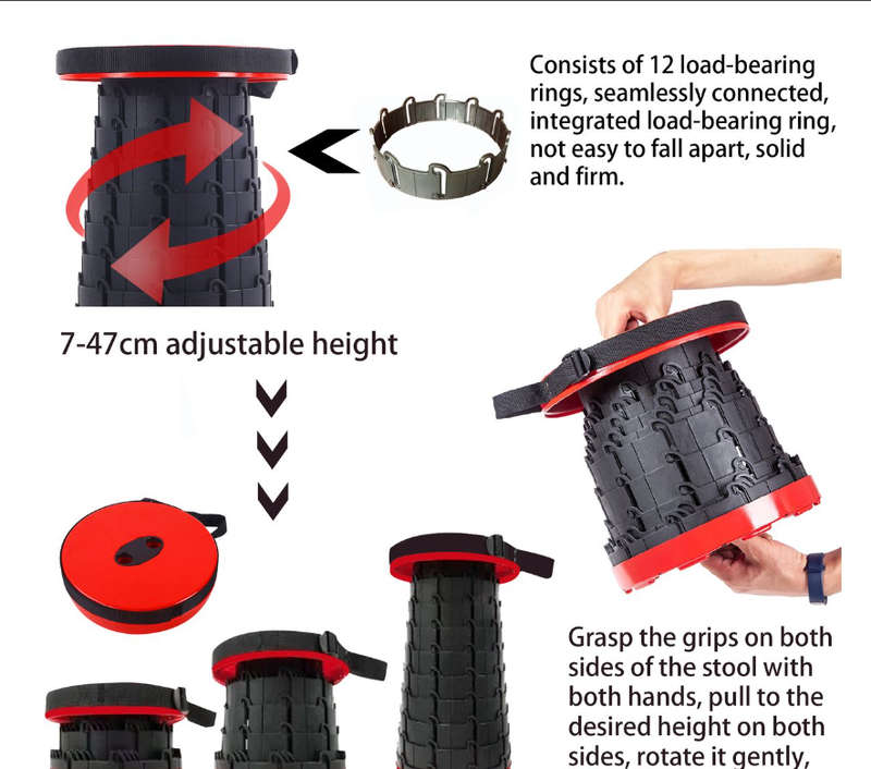Portable Telescoping Stool Folding Camping Seat