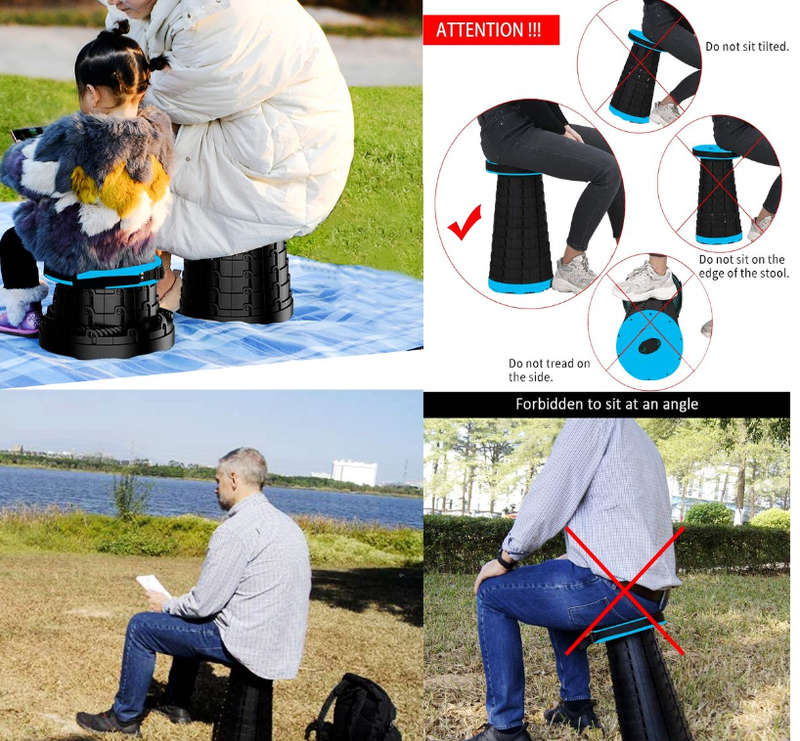 Portable Telescoping Stool Folding Camping Seat