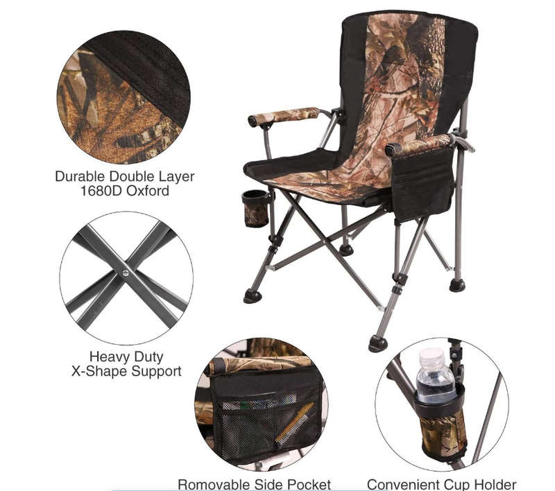2 x Portable Folding Camping Chair With Cup Holder And Side Pocket-High quality