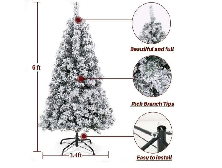 Premium Snow Flocked Artificial Holiday Christmas Tree - 1.8m