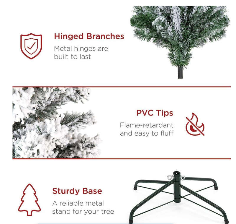Premium Snow Flocked Artificial Holiday Christmas Tree - 1.8m