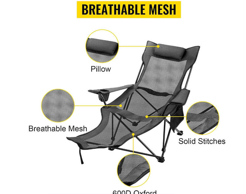 Recliner Camping Chair with Detachable Footrest /Headrest