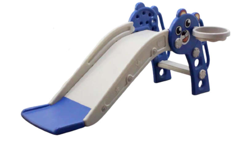 2-in-1 Kids Indoor & Outdoor Playground Slide With Basketball Hoop
