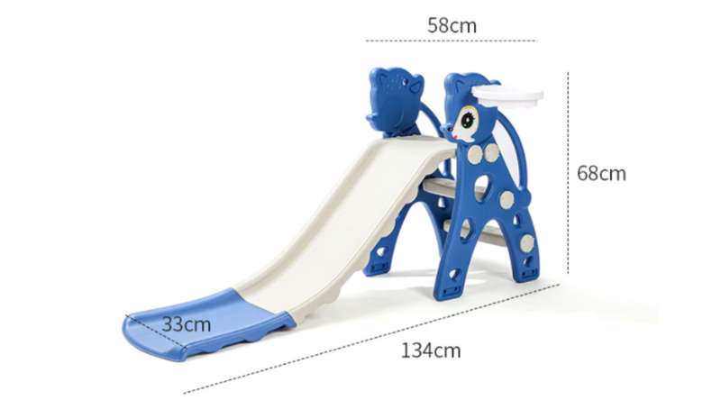 2-in-1 Kids Indoor & Outdoor Playground Slide With Basketball Hoop