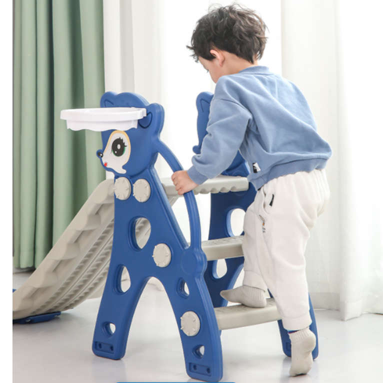 2-in-1 Kids Indoor & Outdoor Playground Slide With Basketball Hoop