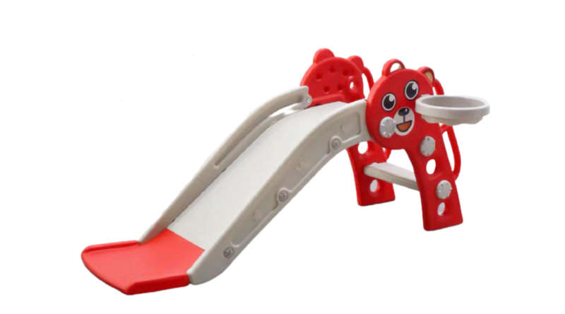 2-in-1 Kids Indoor & Outdoor Playground Slide With Basketball Hoop