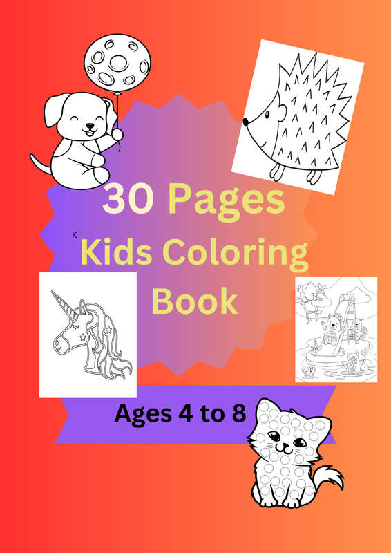 30 Pages Kids 4-8 Years Coloring Book (32 Pages eBook)