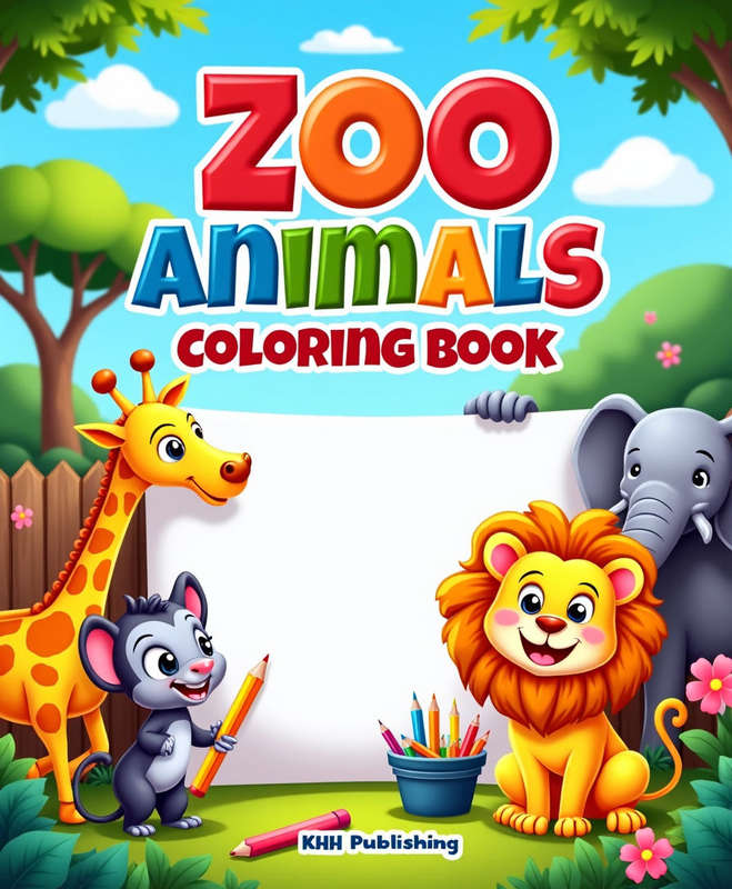 32 Pages Kids 8-12 Years Zoo Animals Coloring Book - PDF eBook Format