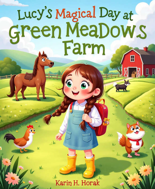 Lucy's Magical Day at Green Meadows Farm - 42 Pages Kids Picture Story eBook