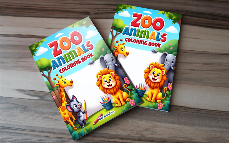 32 Pages Kids 8-12 Years Zoo Animals Coloring Book - PDF eBook Format