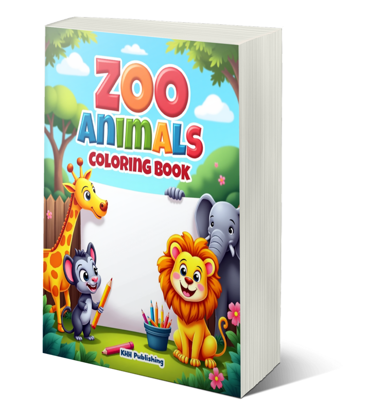 32 Pages Kids 8-12 Years Zoo Animals Coloring Book - PDF eBook Format
