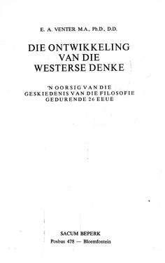 Die ontwikkeling van die Westerse denke. Philosophy.