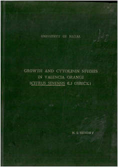 Growth and Cytokinin studies in Valencia Orange. Citrus Sinensis.