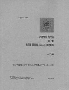 Scientific Papers of the Namib desert Research Station. Nos. 37-53.