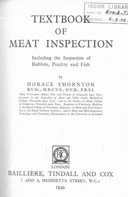 Textbook of Meat Inspection.