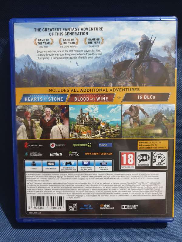 PS4 - The witcher Wild Hunt GOTY
