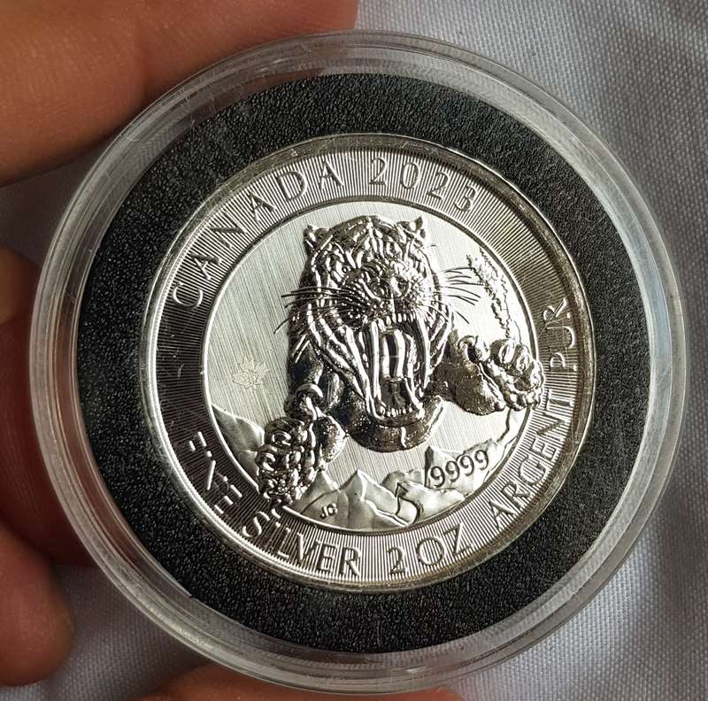 2023 Canada Silver Ice Age Smilodon Sabre-Toothed Cat (2 oz)
