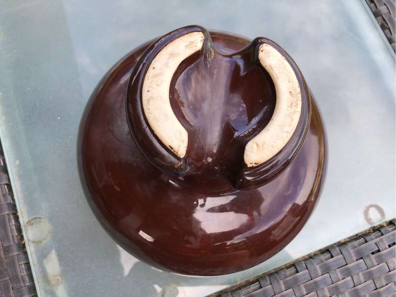 Heavy vintage 1984 ceramic electrical insulator