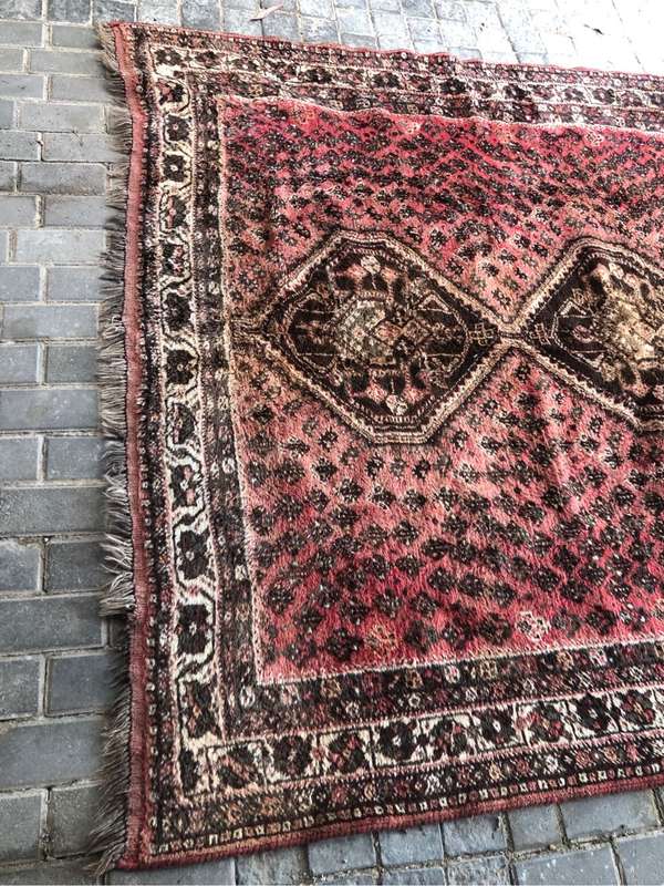 Stunning pure wool hand knotted Shiraz Persian Carpet 192 x 205cm