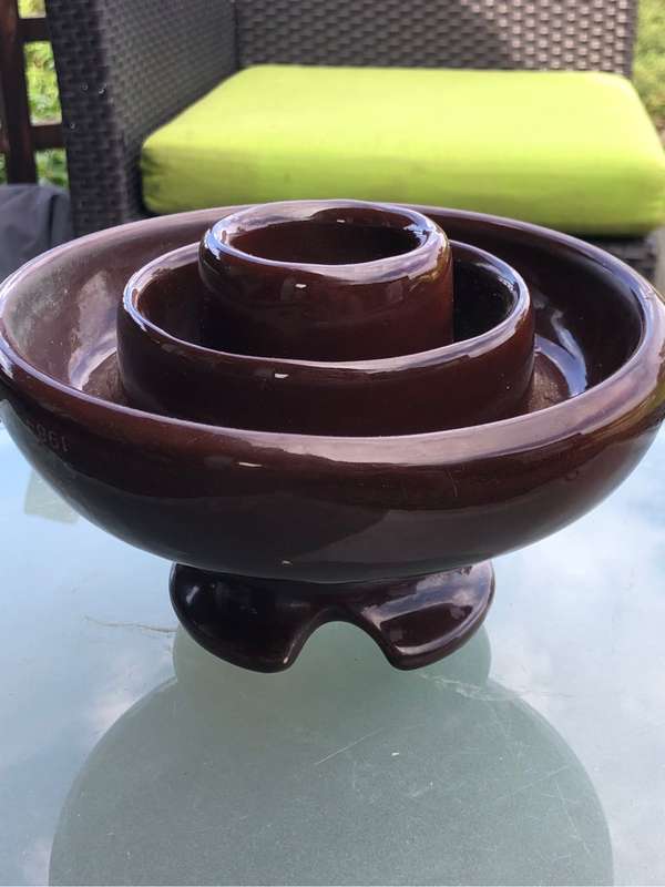 Heavy vintage 1984 ceramic electrical insulator