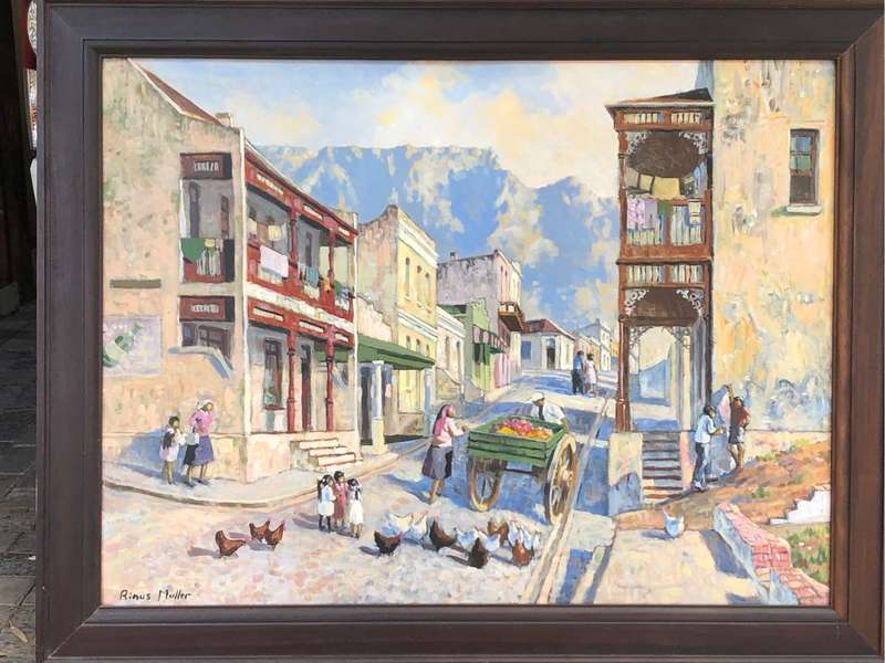 Rinus Muller (1941 - 2004) - DISTRICT SIX ......... Stunning huge framed oil on canvas painting