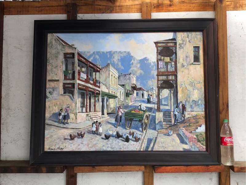 Rinus Muller (1941 - 2004) - DISTRICT SIX ......... Stunning huge framed oil on canvas painting
