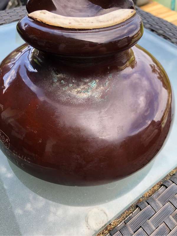 Heavy vintage 1984 ceramic electrical insulator
