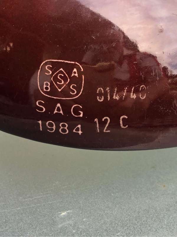 Heavy vintage 1984 ceramic electrical insulator