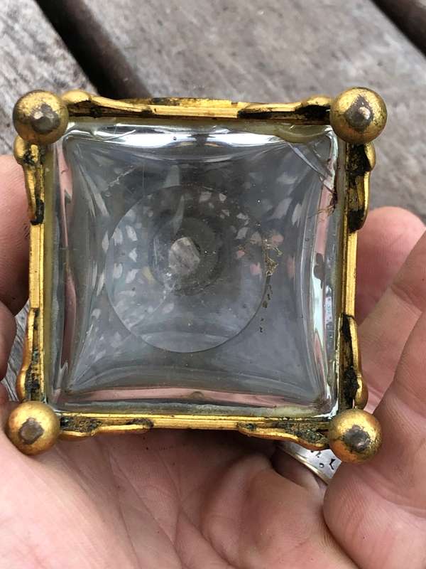 19thC French Eglomise Souvenir Architectural views Ormolu Crystal Perfume Bottle ~ c1850